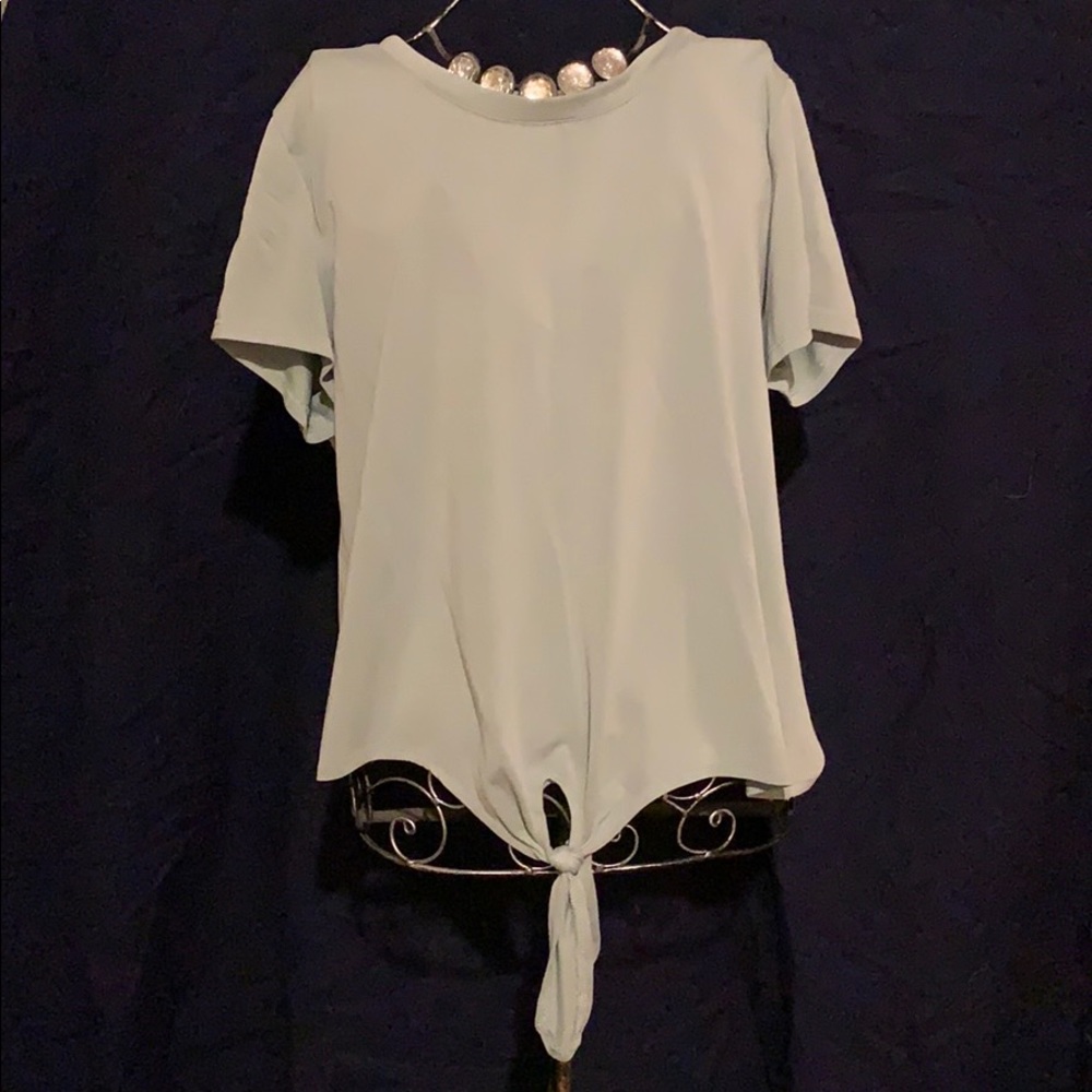 Seafoam tie front tee